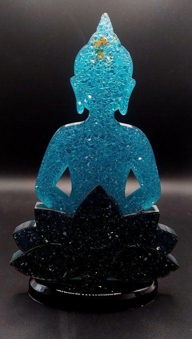 Bouddha bleu et noir diamant sur socle
