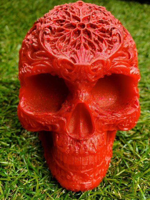 Skull rouge dentelle et paillettes