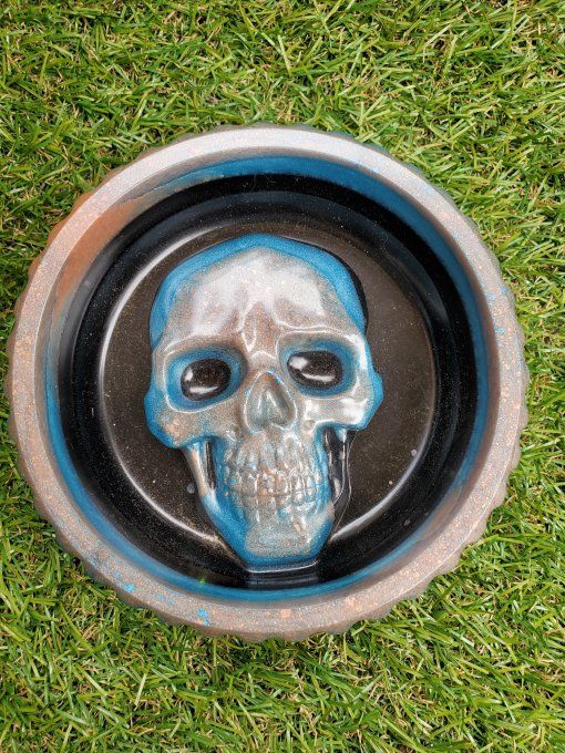 Cendrier/vide poche Skull bleu / beige/ noir