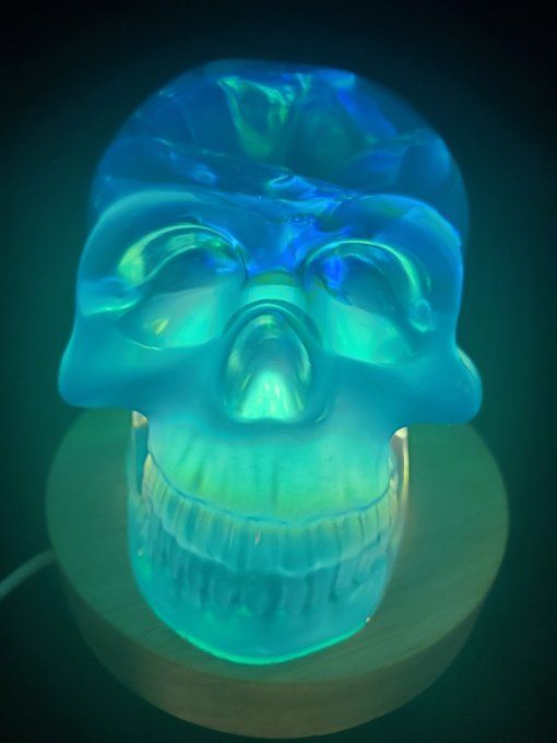 Lumière d'ambiance Skull fleur holo bleue (en option le socle usb)