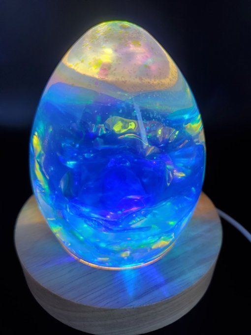 Lumière d'ambiance "Egg Rose Holo bleue" (en option pour le socle usb)