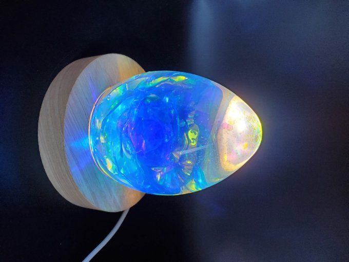 Lumière d'ambiance "Egg Rose Holo bleue" (en option pour le socle usb)