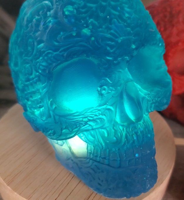 Lumière d'ambiance Skull dentelle bleue + socle usb