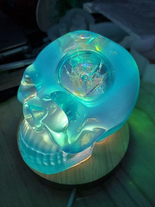 Skull magique blue et son socle lumineux usb