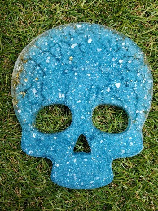 Sous verre ou déco à accrocher au mur SKULL bleu