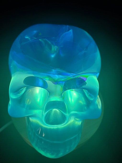 Lumière d'ambiance Skull fleur holo bleue (en option le socle usb)