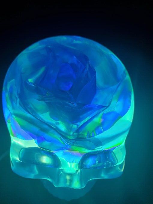 Lumière d'ambiance Skull fleur holo bleue (en option le socle usb)