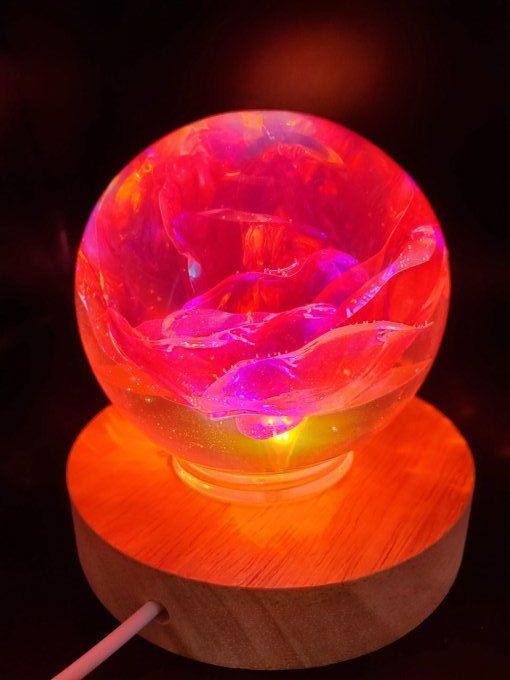 Lumière d'ambiance "Pink Rose Holo" (en option pour le socle USB)