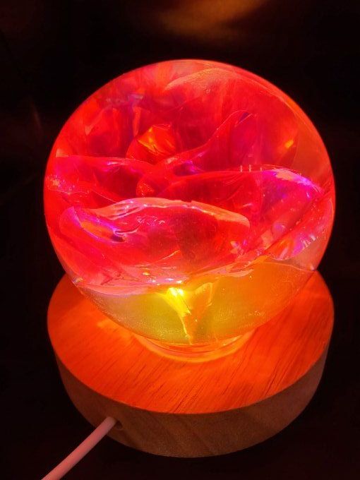 Lumière d'ambiance "Pink Rose Holo" (en option pour le socle USB)