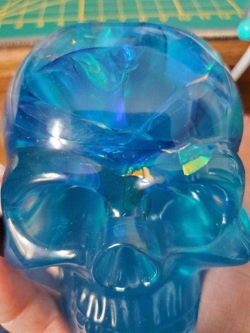 Lumière d'ambiance Skull fleur holo bleue (en option le socle usb)