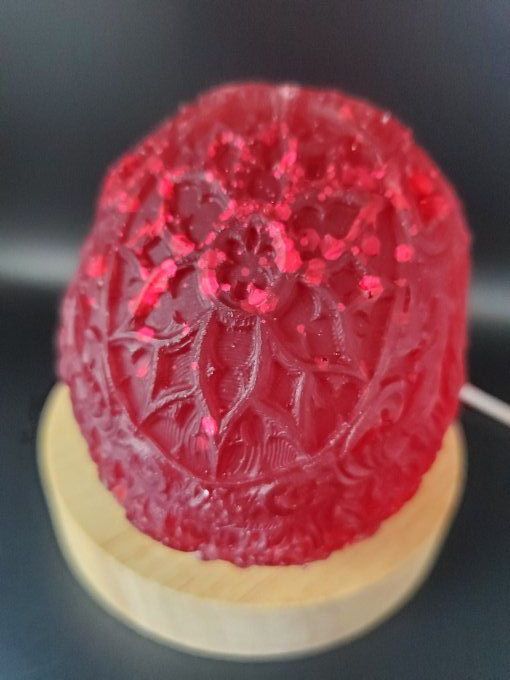 Skull dentelle rouge et paillettes (en option pour le socle usb)