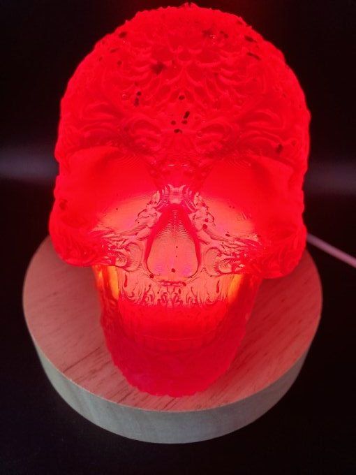 Skull dentelle rouge et paillettes (en option pour le socle usb)