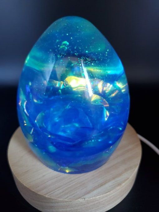 Lumière d'ambiance "Egg Rose Holo bleue" (en option pour le socle usb)