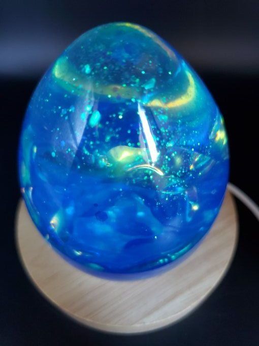 Lumière d'ambiance "Egg Rose Holo bleue" (en option pour le socle usb)