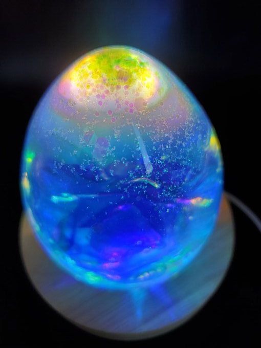 Lumière d'ambiance "Egg Rose Holo bleue" (en option pour le socle usb)