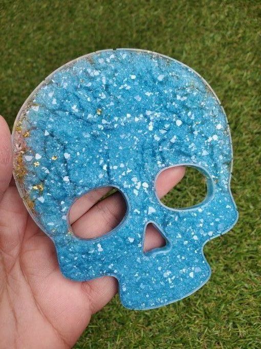 Sous verre ou déco à accrocher au mur SKULL bleu